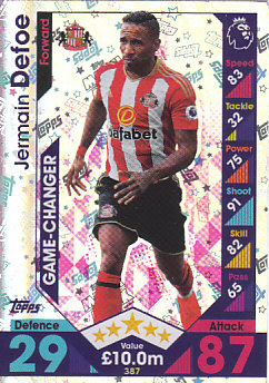 Jermain Defoe Sunderland 2016/17 Topps Match Attax Game Changer #387